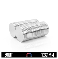 Неодимовый магнит 12х1 мм усиленный (от 50 шт.)